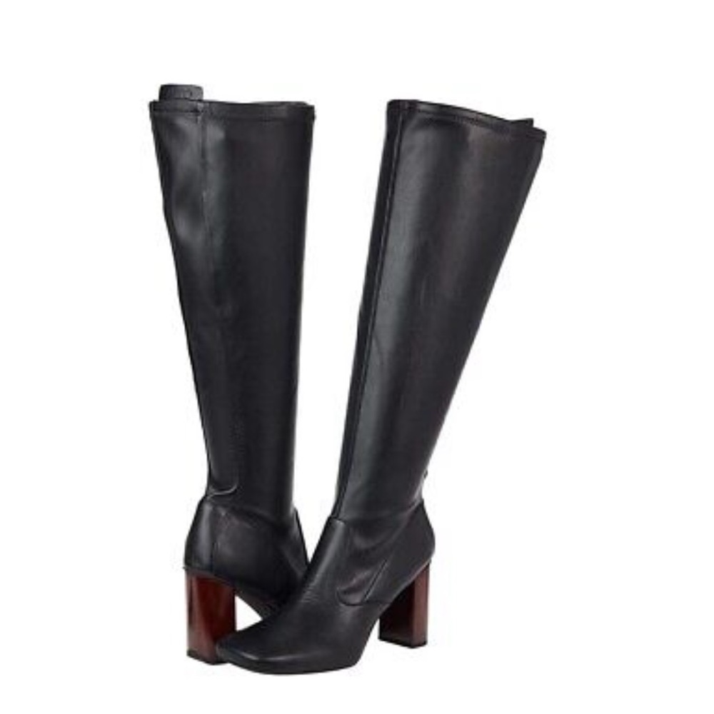 Franco Sarto Borne Black Faux Leather Wide-Calf Boots Size 9